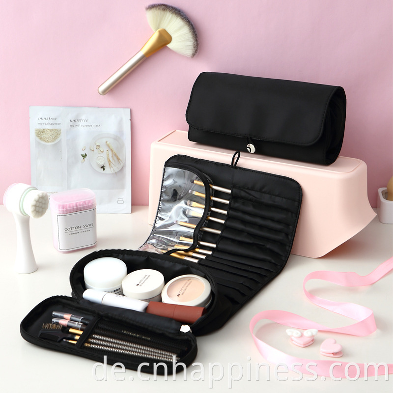 2022 Rolling Case Beutelhalter Taschen Black Cosmetic Beauty Bag Custom Folding Günstige Reisemänner Roll -up -Make -up -Pinsel -Beutel Kit Kit